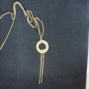 Costume Gold & Black Tassel Pendant Necklace